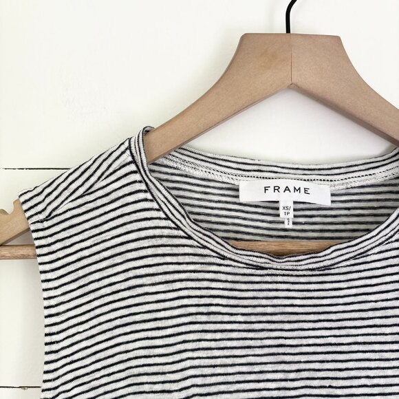 Frame black and white pinstriped tank with ties on the side sz xs - Picture 2 of 4